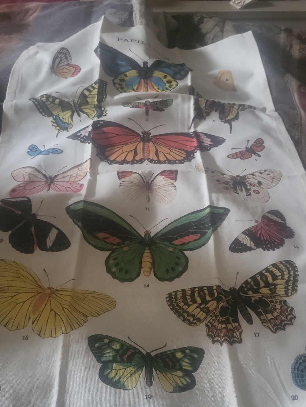 Vintage Beautiful Tea Towel Cotton Butterflys With Matching Bag Frame Use